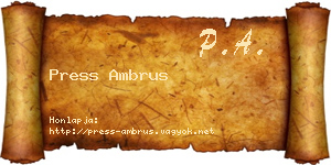 Press Ambrus névjegykártya